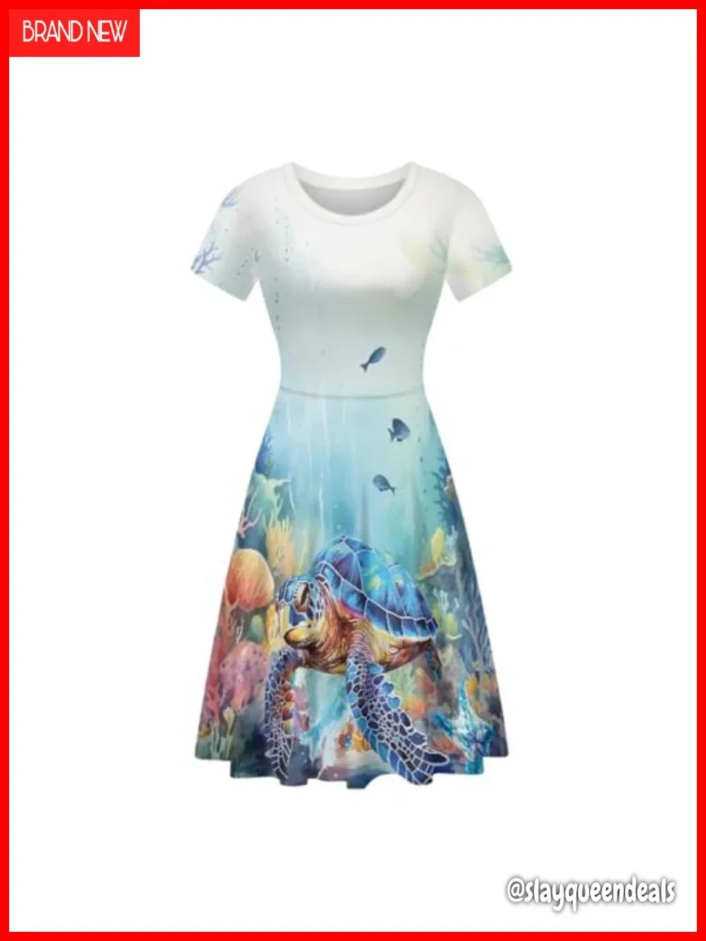Geometric Aztec Midi Swing Dress with Round Neck